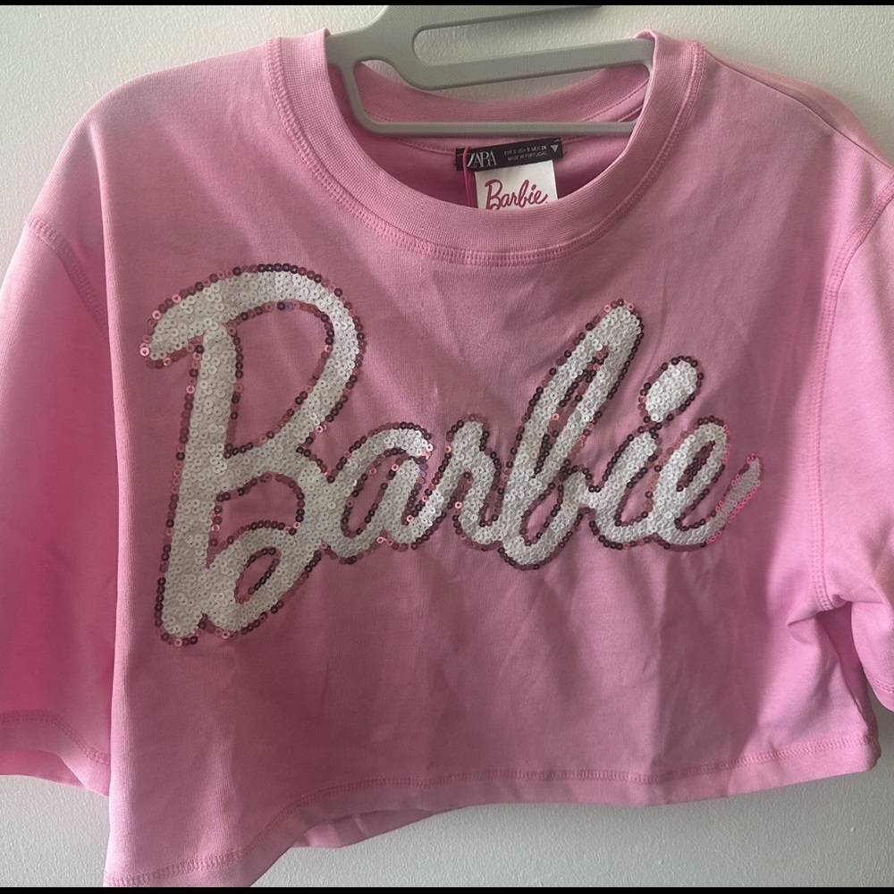 Zara Barbie Glitter crop top